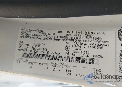 2014 Ford Fiesta Se z USA, uszkodzony, nr VIN 3FADP4BJ4EM225848